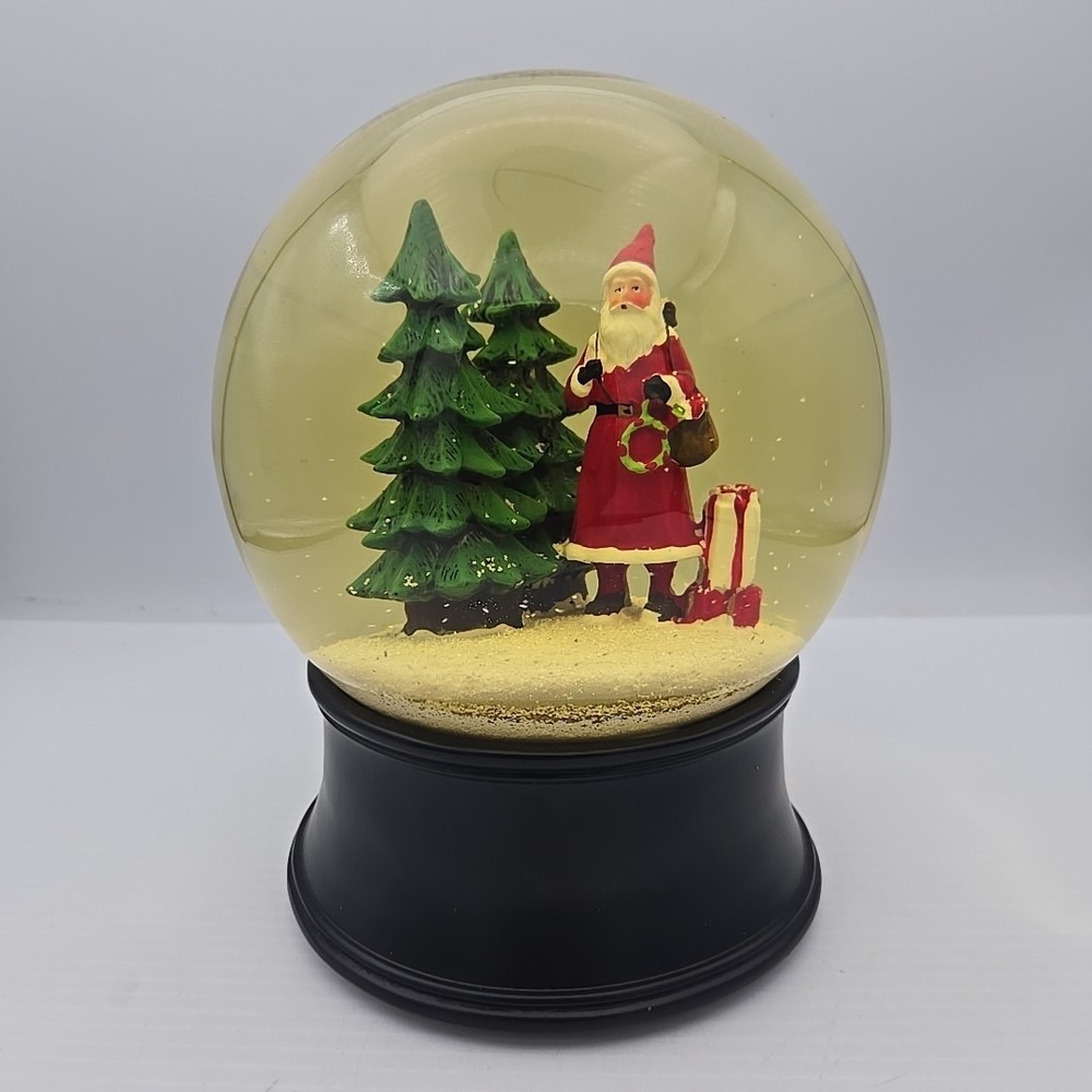 HD Designs Holiday Santa Claus Musical Snow Globe Black Large Christmas Decor